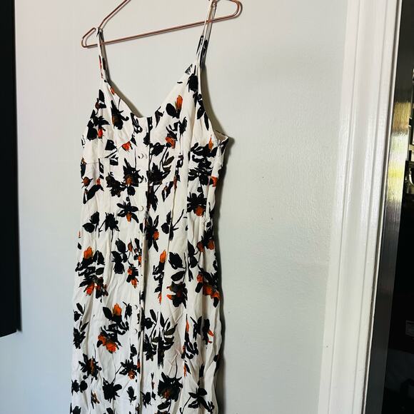DEREK LAM White Floral Print Camisole Button Front Waist Tie Midi Dress Size 12 - Picture 15 of 16